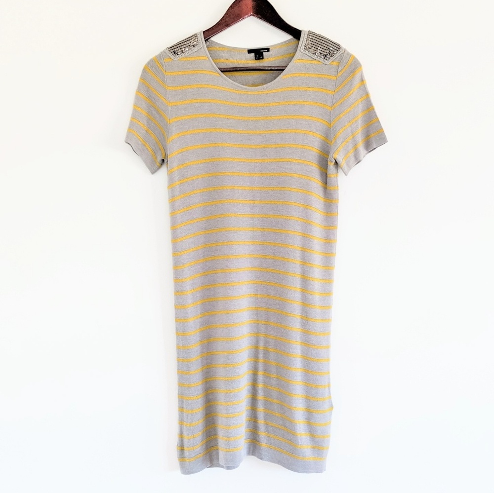 Gray and yellow bodycon mini dress